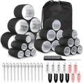 50pcs Hair Rollers with Clips Jumbo Large Medium Small Self Grip Rollers for Big Curlers Roller for Long Medium Short Hair DIY Hairdressing (Black-2, 50Pcs) by EMOOING